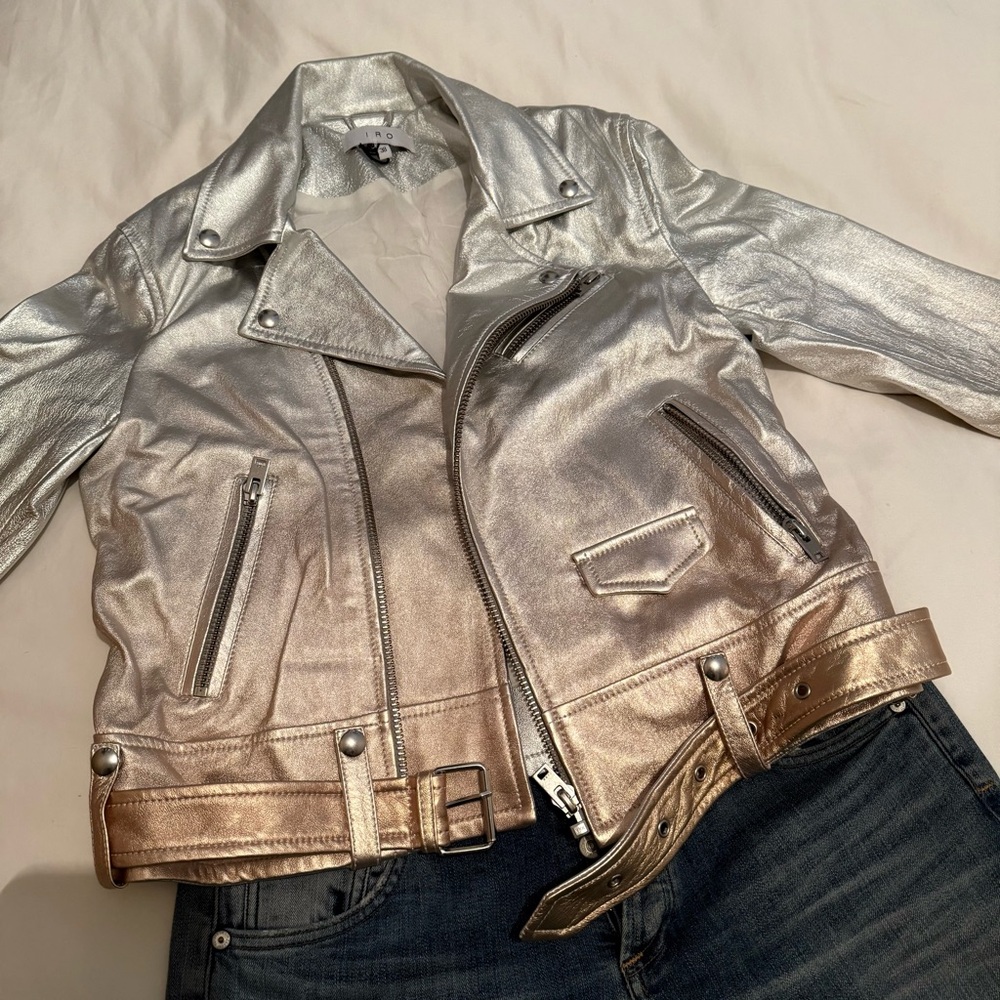 Dune Gold Metallic leather Jacket (38)